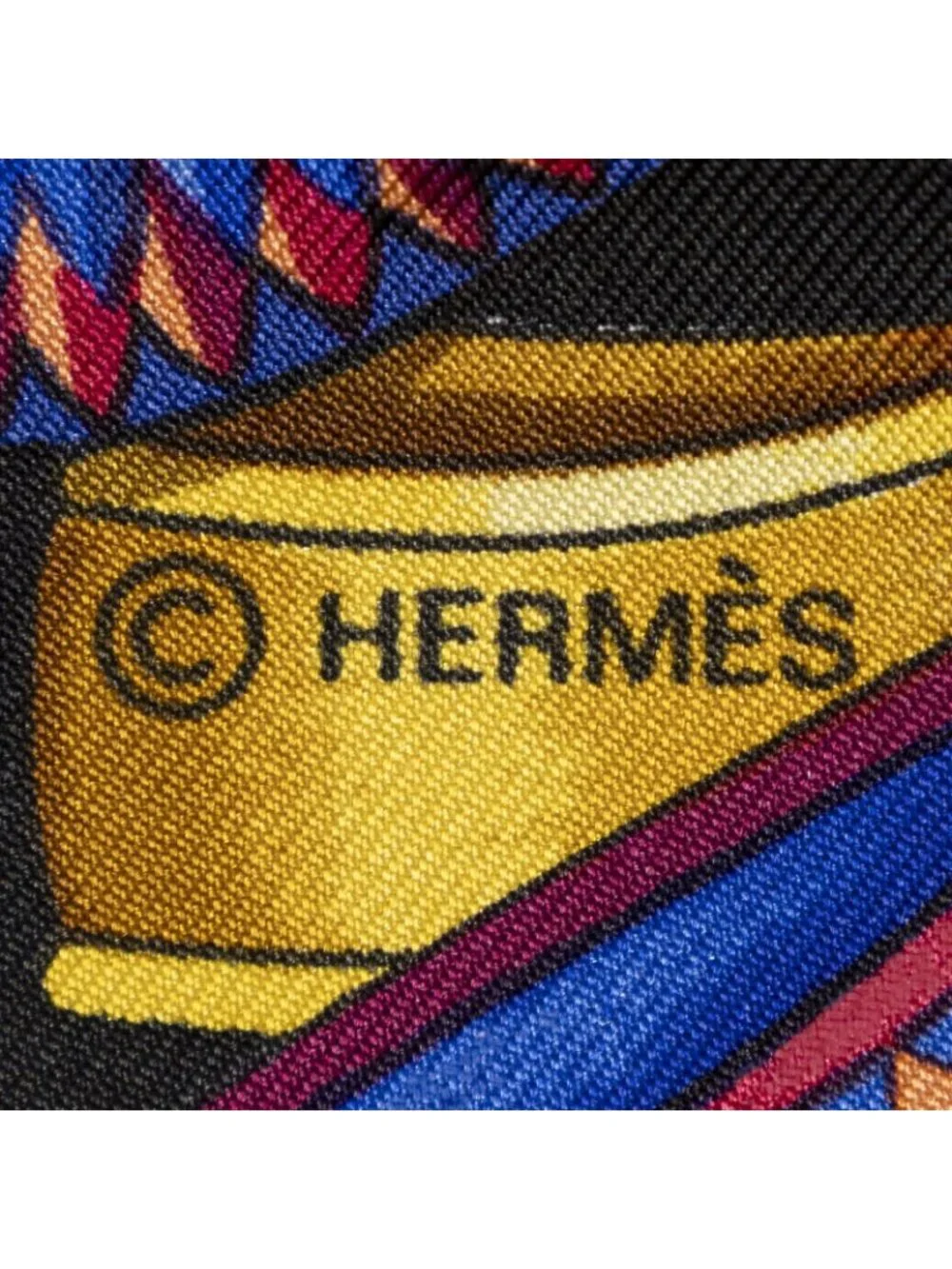 Hermes Scarf Black Gold Red Twill Silk